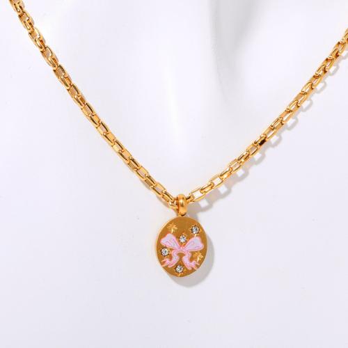 Collier d'acier titane, pavé de micro zircon & pour femme, plus de couleurs à choisir, Longueur Environ 41-50 cm, Vendu par PC