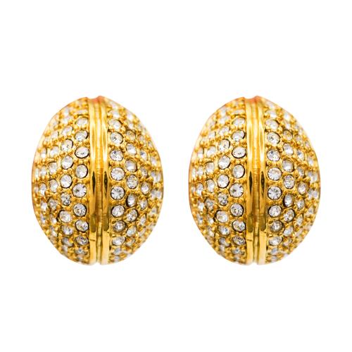 Stainless Steel Stud Earrings 304 Stainless Steel 18K gold plated fashion jewelry & micro pave cubic zirconia & for woman golden Sold By Pair