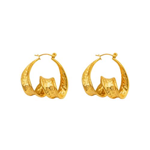 Acier inoxydable Levier Retour Earring, Acier inoxydable 304, Plaqué or 18K, bijoux de mode & pour femme, doré, 32x31mm, Vendu par paire