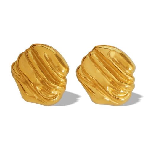 Roestvrij staal Stud Earrings, 304 roestvrij staal, 18K verguld, mode sieraden & voor vrouw, gouden, 22x23mm, Verkocht door pair