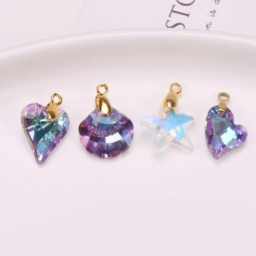 Brass Jewelry Pendants Crystal with Brass gold color plated fashion jewelry & DIY Sold By PC