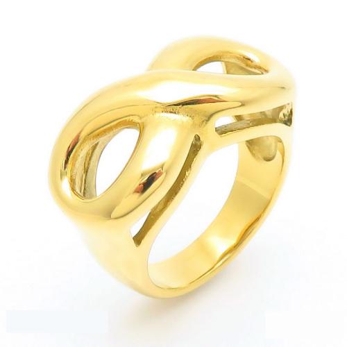 Anillo de dedo de acero inoxidable, acero inoxidable 304, Número 8, Joyería & diverso tamaño para la opción & para mujer, dorado, Vendido por UD