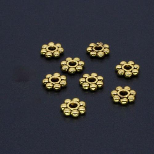 Zinek Spacer Beads, Květina, barva pozlacený, DIY, nikl, olovo a kadmium zdarma, 7.80mm, 10PC/Bag, Prodáno By Bag