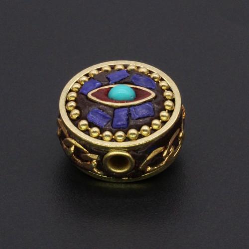 Brass Jewelry Beads with turquoise gold color plated DIY nickel lead & cadmium free Sold By PC