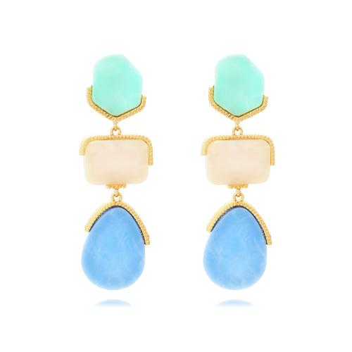 Zinc Alloy Drop Earrings with Resin plated fashion jewelry nickel lead & cadmium free Sold By Pair