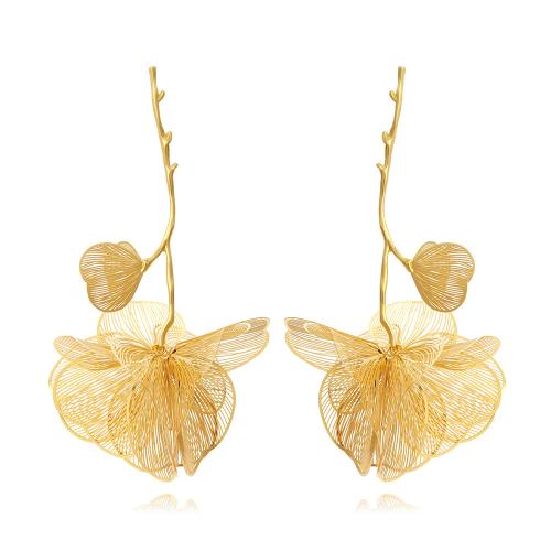 Zinc Alloy Drop Earrings Flower plated fashion jewelry nickel lead & cadmium free Sold By Pair