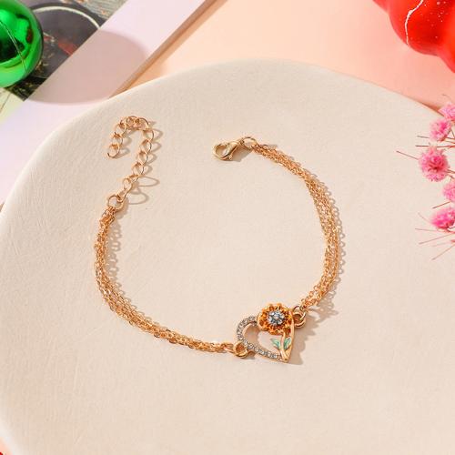 Zinc Alloy Bracelet & for woman & enamel & with rhinestone Sold By PC