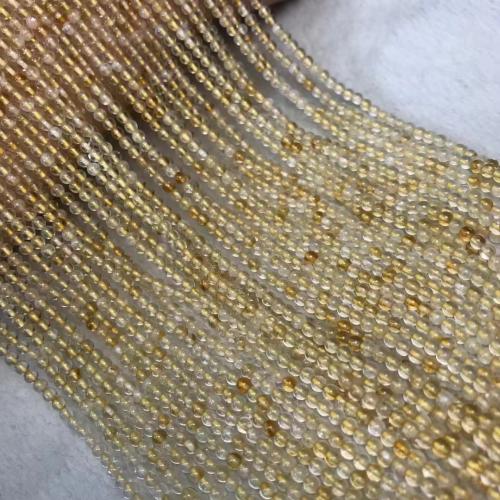 Perles Citrine naturelles, perles de citrine, Rond, poli, DIY, Jaune, 3mm, Vendu par Environ 38-40 cm brin