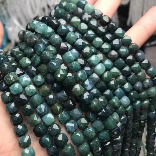 Natuurlijke zeegroene agaat kralen, Moss Agate, Plein, gepolijst, DIY & gefacetteerde, gras groen, beads length 7-8mm, Per verkocht Ca 38-40 cm Strand