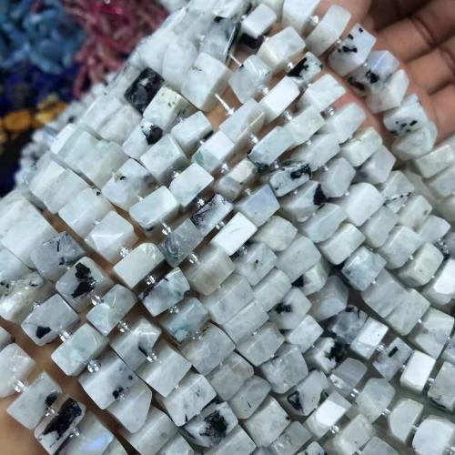 Moonstone Beads, Blue Moonstone, Square, poleret, du kan DIY, 7x10mm, Solgt Per Ca. 38-40 cm Strand