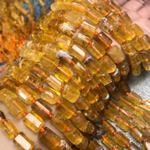 Grânulos de citrino naturais, Cristal amarelo, Padrão Geométrico, polido, DIY, amarelo, 7x10mm, vendido para Aprox 38-40 cm Strand