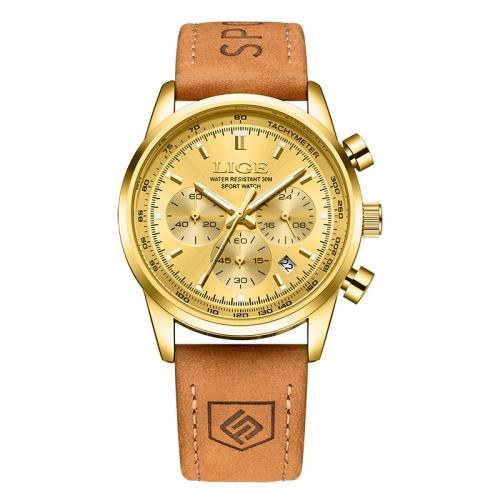 Reloj de Pulsera para Hombre, Vidrio, con Cuero, Resistente al agua de la vida & Joyería & movimiento chino & multifuncional, más colores para la opción, longitud aproximado 26 cm, Vendido por UD