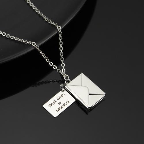 Stainless Steel Jewelry Necklace 304 Stainless Steel with 5CM extender chain Envelope plated Customized & for woman Length 18 Inch Sold By PC