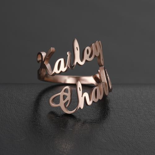 Stainless Steel Finger Ring 304 Stainless Steel Alphabet Letter plated Customized & for woman inner ~20mm Sold By PC