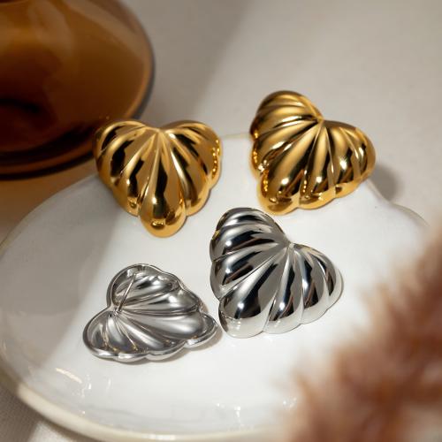 Stainless Steel Stud Earrings 304 Stainless Steel Heart plated fashion jewelry Sold By Pair