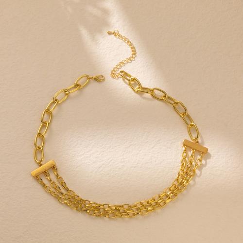 Colar de jóias de liga de zinco, with 2.76 Inch extender chain, joias de moda & multicamada & para mulher, dourado, comprimento 14.96 inchaltura, vendido por PC