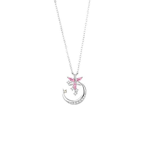 Kubieke Zircon Micro effenen Sterling zilveren ketting, 925 Sterling Zilver, met 5CM extender keten, micro pave zirconia & voor vrouw, platina kleur, Lengte Ca 40 cm, Verkocht door PC