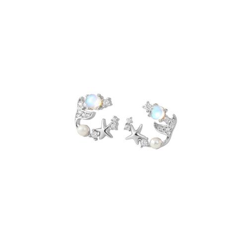 Pendientes de Micro Pavé de Zirconía Cúbica en Plata de Ley, plata de ley 925, con Shell Pearl, micro arcilla de zirconia cúbica & para mujer, color de platina, 11.80x10.20mm, Vendido por Par