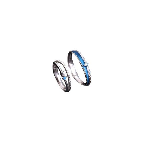 Zircon cubique Micro Pave Sterling Silver Rings, argent sterling 925, unisexe & styles différents pour le choix & pavé de micro zircon & autocollant époxyde, couleur platine, Vendu par PC