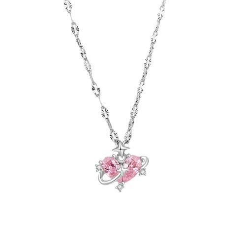 Kubieke Zircon Micro effenen Sterling zilveren ketting, 925 Sterling Zilver, met 5CM extender keten, micro pave zirconia & voor vrouw, meer kleuren voor de keuze, Lengte Ca 40 cm, Verkocht door PC