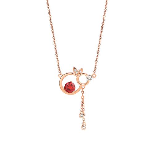 Zircon cubique Micro Pave collier en argent Sterling, argent sterling 925, avec 5CM chaînes de rallonge, pavé de micro zircon & pour femme, couleur or rose, Longueur Environ 41 cm, Vendu par PC