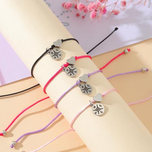 Moda criar pulseiras de fio de cera, Aço inoxidável 304, with Fio de cera, polido, para mulher, Mais cores pare escolha, comprimento Aprox 16-28 cm, vendido por PC