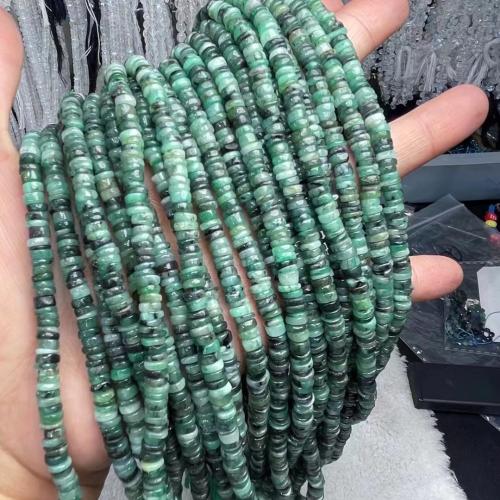 Koraliki z kameniem szlachetnym, Emerald, Płaskie koło, obyty, DIY, 3x5.50mm, sprzedawane na około 38-40 cm Strand