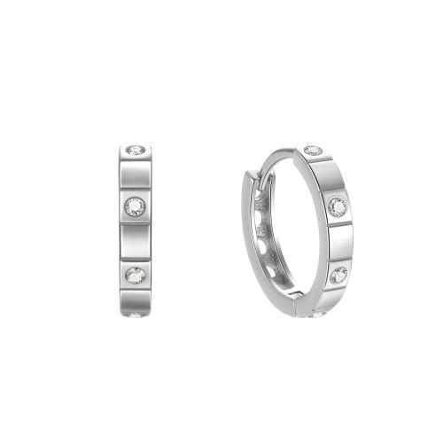 925 sterling silver Huggie Hoop Earring, micro bana cubic zirconia & för kvinna, fler färger för val, 13x2mm, Säljs av Par