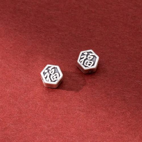 925 Sterling Silver Beads Hexagon vintage & DIY Approx 2.3mm Sold By PC