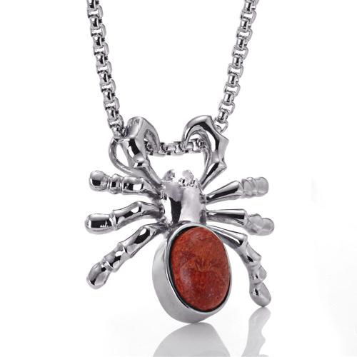 Cruach dhosmálta pendants Ainmhithe, 316L Cruach dhosmálta, le Coral, Spider, snasta, jewelry faisin & DIY, dearg, 43x34mm, Díolta De réir PC