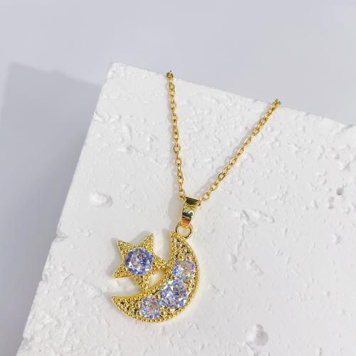 Cubic Zircon Micro Pave Brass Necklace fashion jewelry & micro pave cubic zirconia & for woman Length Approx 45 cm Sold By PC