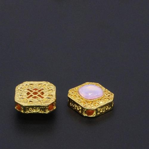 Zinc Alloy Spacer Kralen, met Hars, gold plated, DIY, roze, nikkel, lood en cadmium vrij, Verkocht door PC