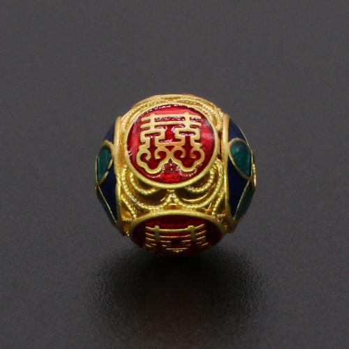 Brass Jewelry Beads gold color plated DIY & enamel mixed colors nickel lead & cadmium free Sold By PC