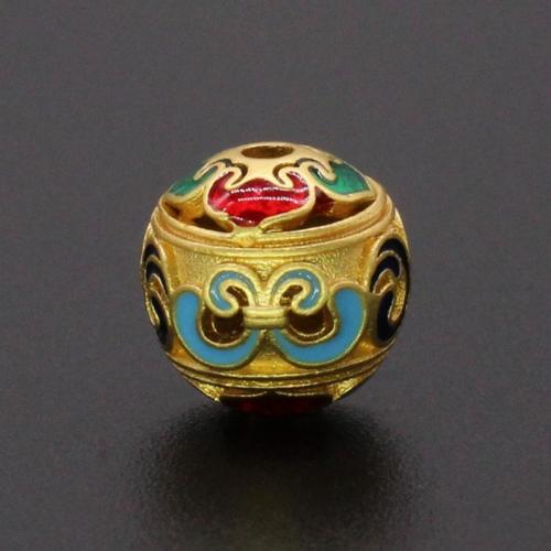 Brass Jewelry Beads gold color plated DIY & enamel mixed colors nickel lead & cadmium free Sold By PC