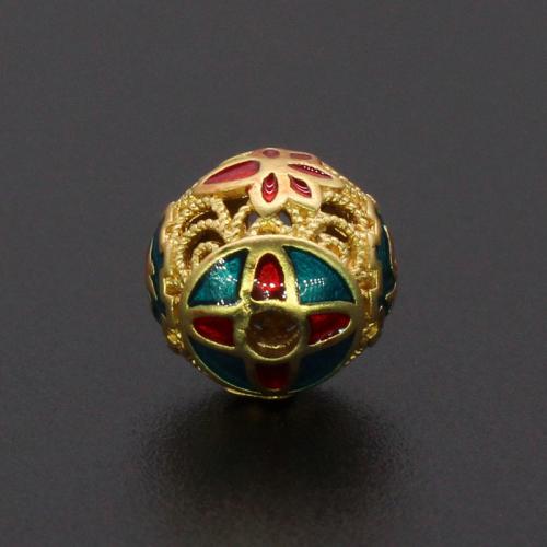 Brass Jewelry Beads gold color plated DIY & enamel mixed colors nickel lead & cadmium free Sold By PC