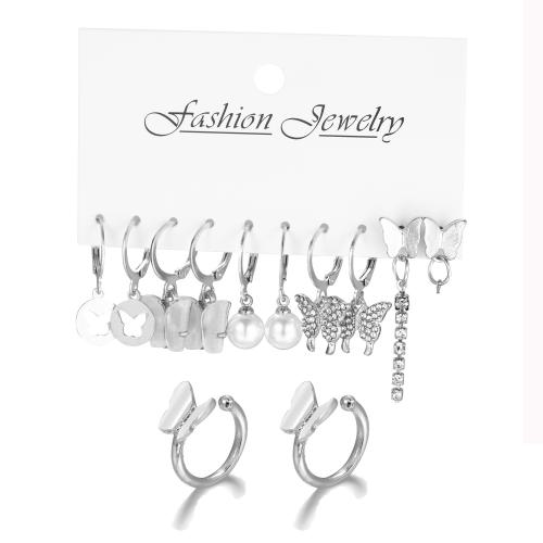 Sinc Alloy Earrings, le Crystal & Pearl Plaisteacha, 6 phíosa & jewelry faisin & do bhean, Díolta De réir Socraigh