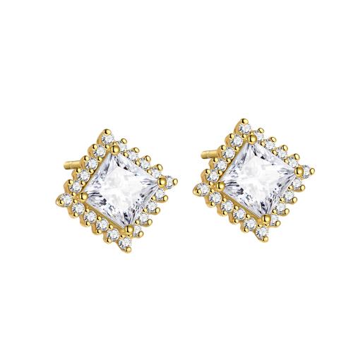 Cubic Zirconia Micro άνοιγαν Sterling Silver Σκουλαρίκι, 925 ασημένιο ασήμι, Πλατεία, κοσμήματα μόδας & μικρο ανοίξει κυβικά ζιρκονία & για τη γυναίκα, περισσότερα χρώματα για την επιλογή, 10.60mm, Sold Με Ζεύγος