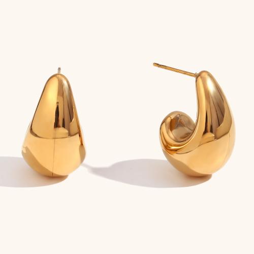 Pendientes de Acero Inoxidable, acero inoxidable 316L, 18K chapado en oro, Joyería & para mujer, dorado, 23x14.10mm, Vendido por Par