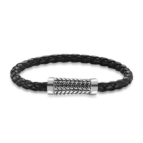 PU cavo bracciali, with 304 acciaio inox, gioielli di moda & per l'uomo, nero, 10mm, Lunghezza Appross. 21 cm, Venduto da PC