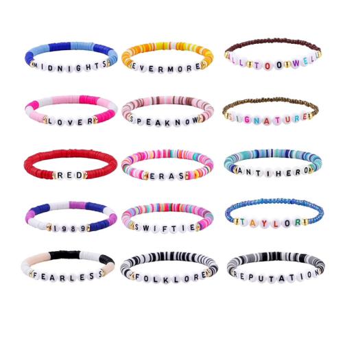 Bracelets de la BCC, argile de polymère, avec plastique revêtu de cuivre, 12 pièces & bijoux de mode & unisexe, couleurs mélangées, Diamètre intérieur:Environ 50mm, Longueur Environ 17 cm, Vendu par fixé