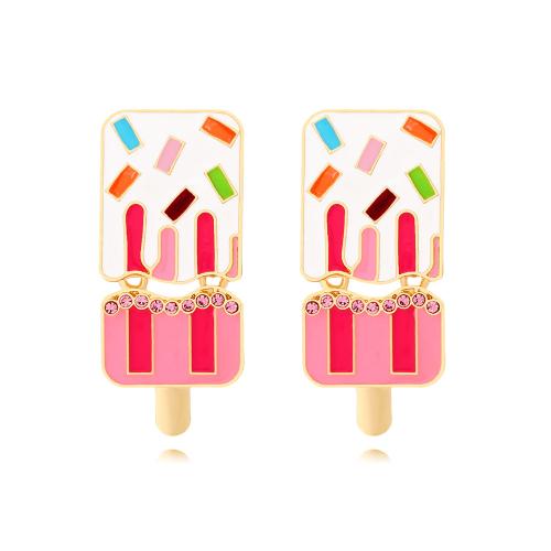 Pendientes de Aleación de Zinc, Helado, chapado, Joyería & esmalte, multicolor, libre de níquel, plomo & cadmio, 20x45mm, Vendido por Par