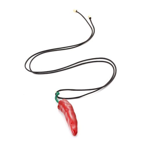 Collier de bijoux en alliage de zinc, avec Fibre, Cayenne, Placage, bijoux de mode & émail, rouge, protéger l'environnement, sans nickel, plomb et cadmium, Longueur 90 cm, Vendu par PC