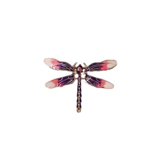 Zinc Alloy Brocher, med Krystal, Dragonfly, forgyldt, for kvinde, flere farver til valg, Solgt af PC