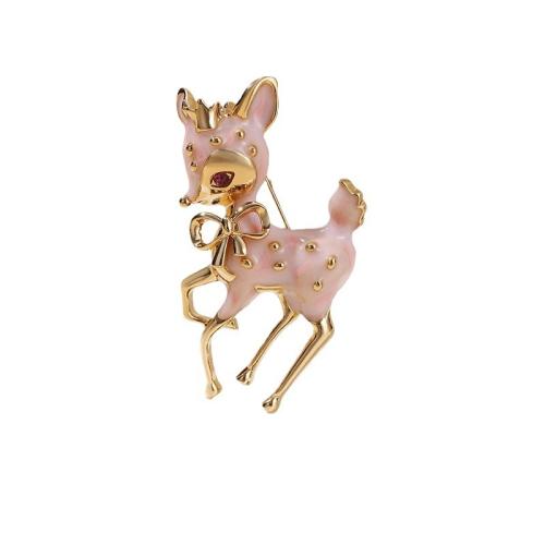 Zinc Alloy Brocher, Deer, forgyldt, for kvinde & emalje & med rhinestone, gylden, Solgt af PC