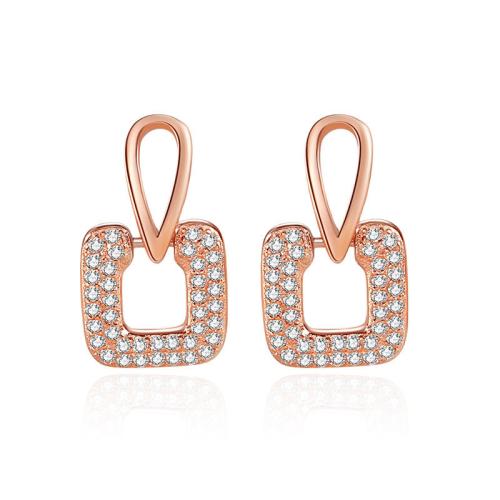 Cubic Zirconia Micro Pave Sterling Silver Earring 925 Sterling Silver micro pave cubic zirconia & for woman Sold By Pair