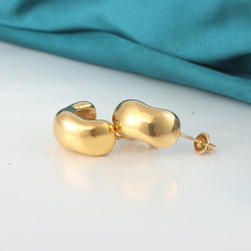 Titanium Staal Earring, gepolijst, voor vrouw, gouden, 15x10x22mm, Verkocht door pair