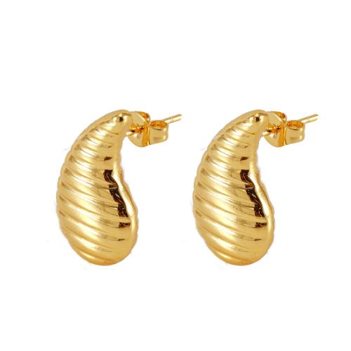 Pendientes de Acero Inoxidable, acero inoxidable 304, 18K chapado en oro, Joyería & para mujer, dorado, 22.80x13.50mm, Vendido por Par