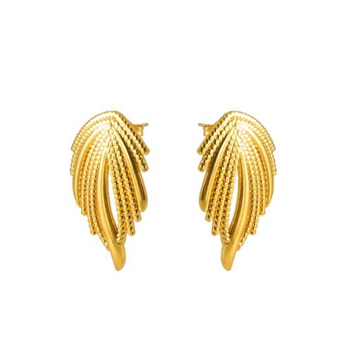 Stainless Steel Stud Earrings 304 Stainless Steel 18K gold plated fashion jewelry & for woman golden Sold By Pair