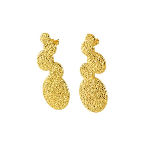 Pendientes de Acero Inoxidable, acero inoxidable 304, 18K chapado en oro, Joyería & para mujer, dorado, 50x19mm, Vendido por Par