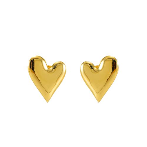 Stainless Steel Stud Earrings 304 Stainless Steel Heart 18K gold plated fashion jewelry & for woman golden Sold By Pair